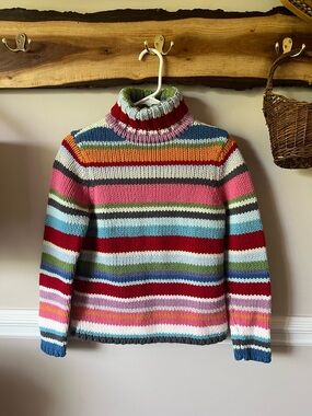 Y2K 2000 Gap Crazy Stripe Chunky Wool Blend Turtleneck M RARE